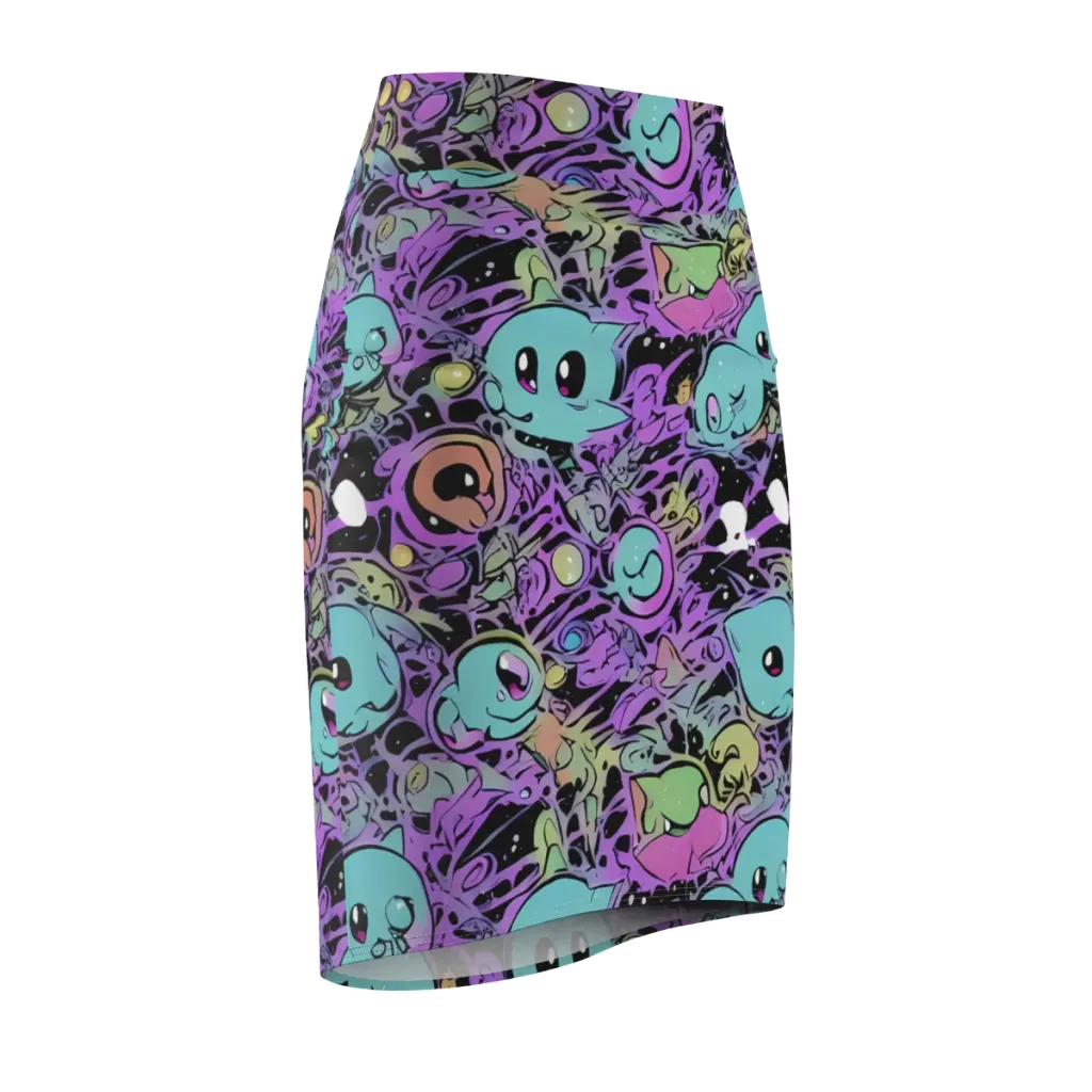 Neon Dreamlings on Pencil Skirt — Front Side