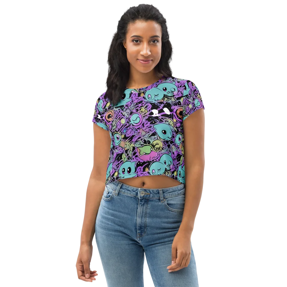 Neon Dreamlings on Crop Tee — Front