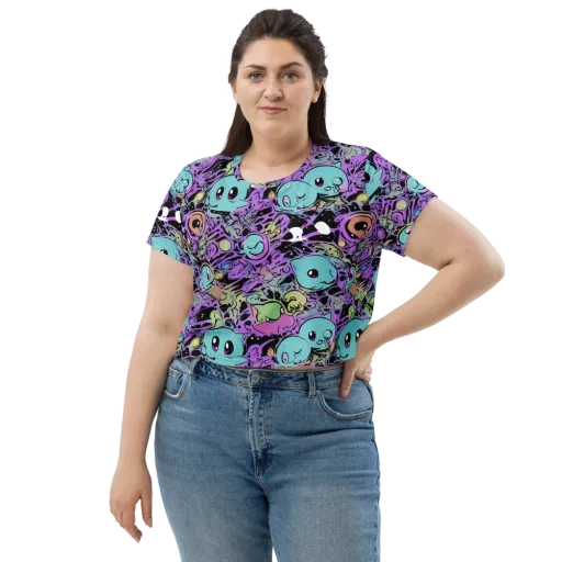 Neon Dreamlings on a Crop Tee