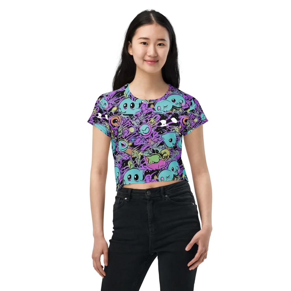 Neon Dreamlings on Crop Tee — Front