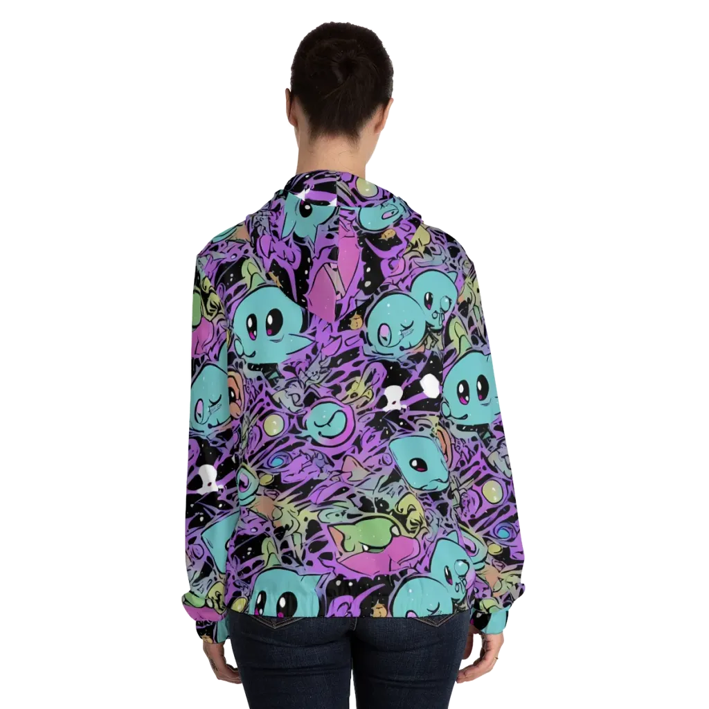 Neon Dreamlings on Women's Full-Zip Hoodie — Back On Person