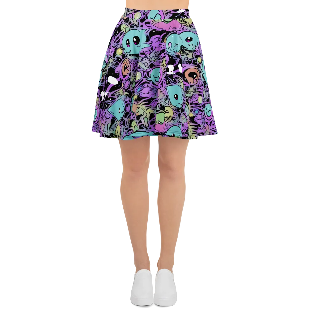 Neon Dreamlings on Skater Skirt — Front