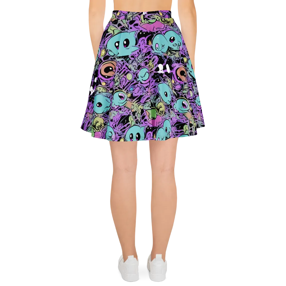 Neon Dreamlings on Skater Skirt — Back