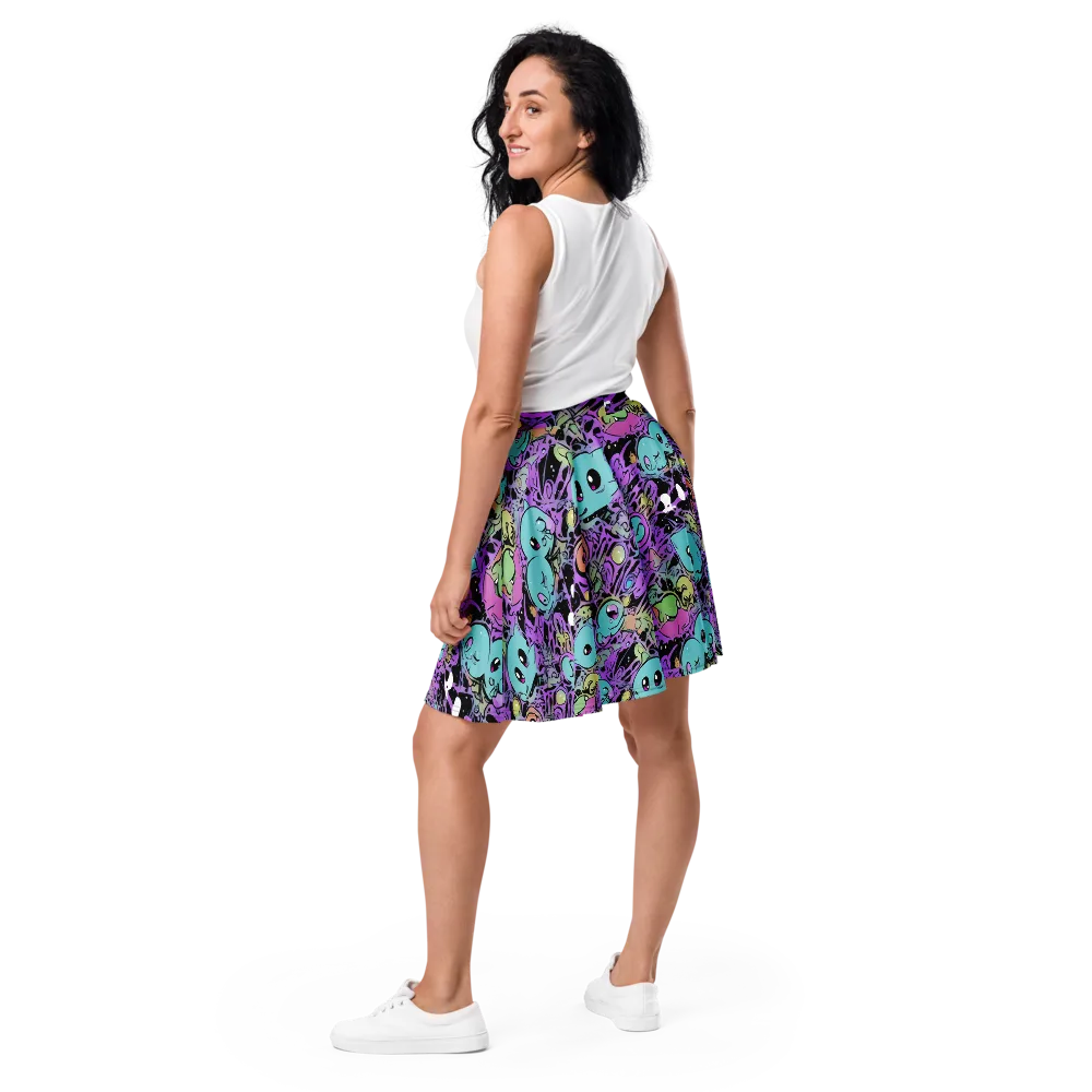 Neon Dreamlings on Skater Skirt — Back