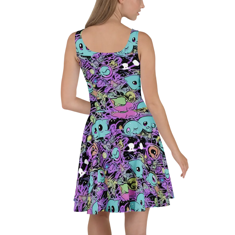 Neon Dreamlings on Skater Dress — Back