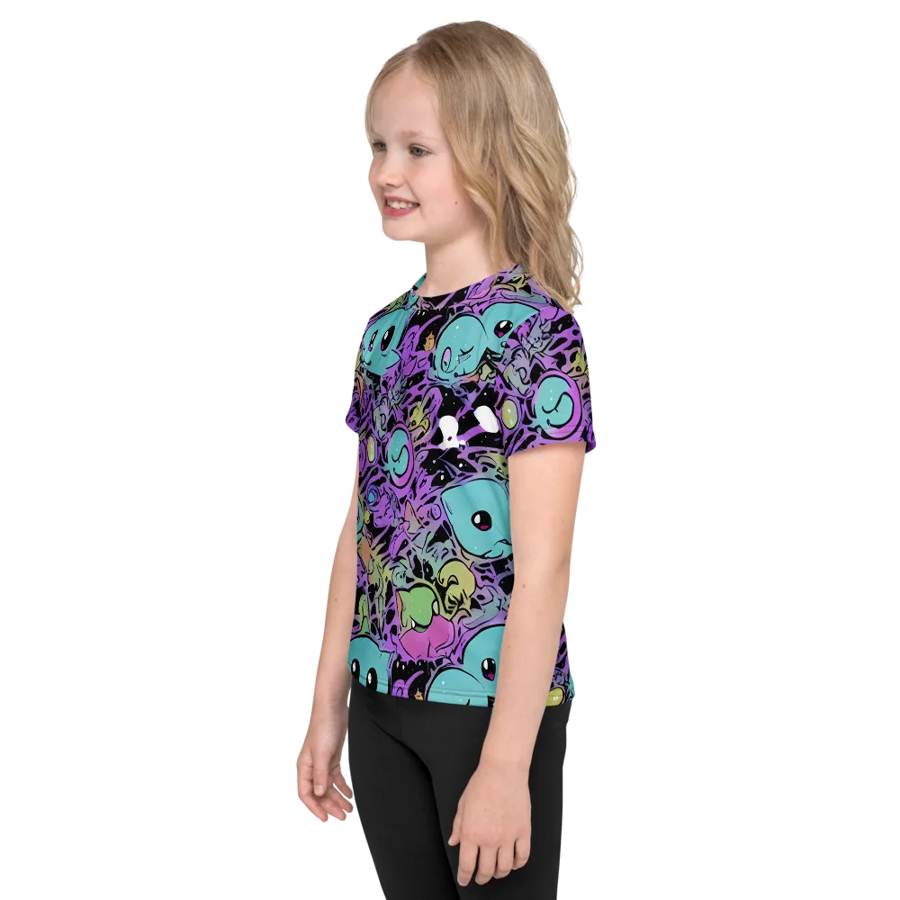 Neon Dreamlings on Kids Crew Neck T-Shirt — Left
