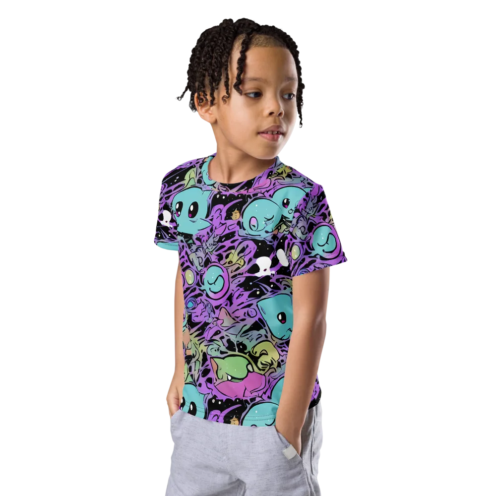 Neon Dreamlings on Kids Crew Neck T-Shirt — Left Front