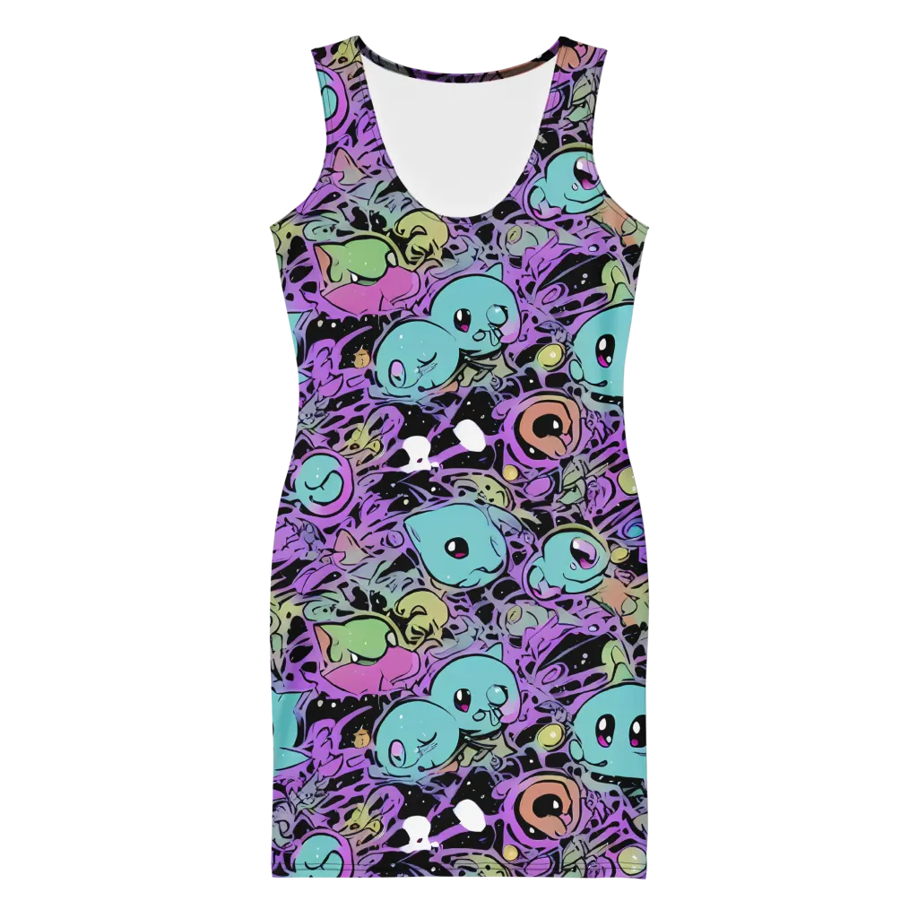 Neon Dreamlings on Bodycon Dress — Front