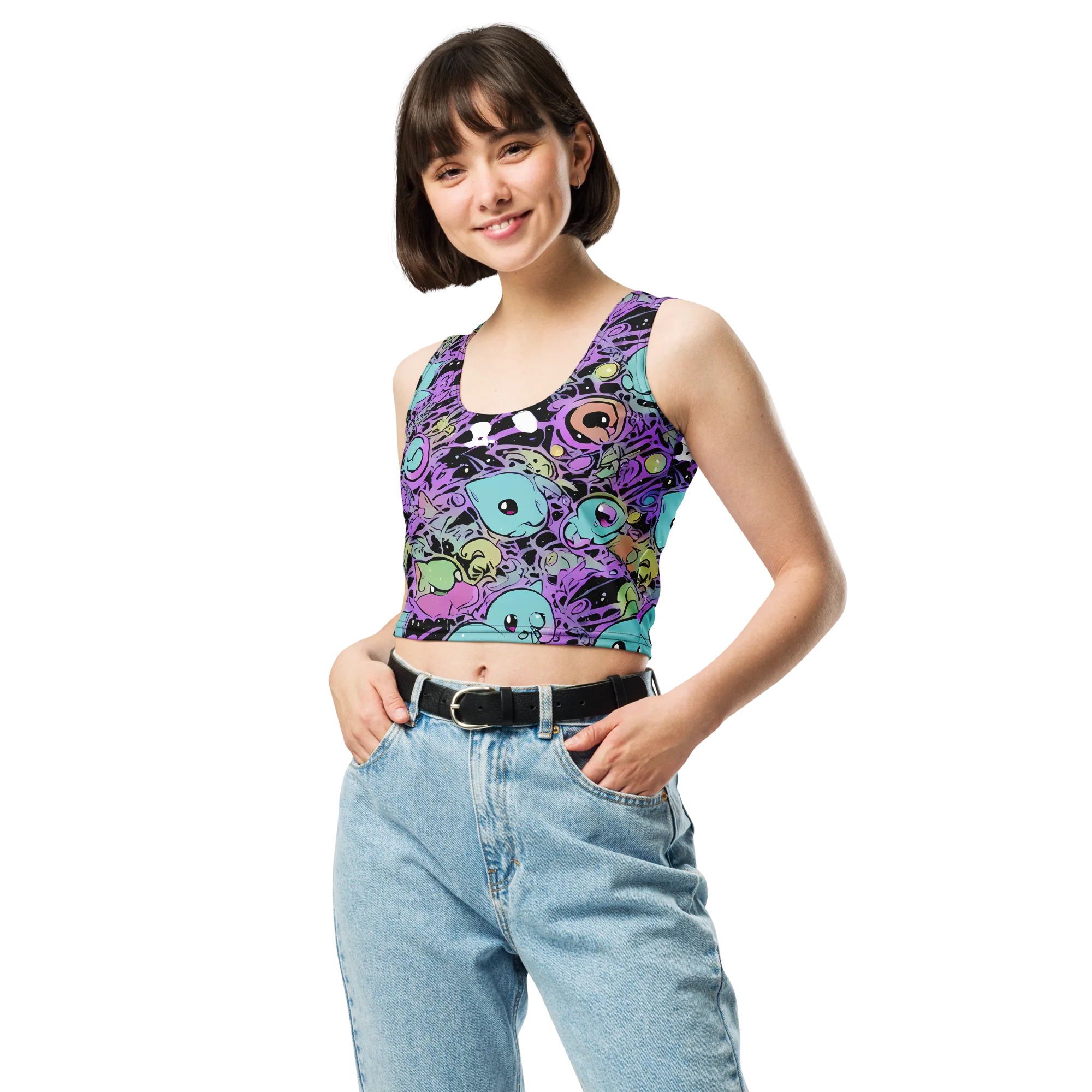 Neon Dreamlings on Crop Top — Front