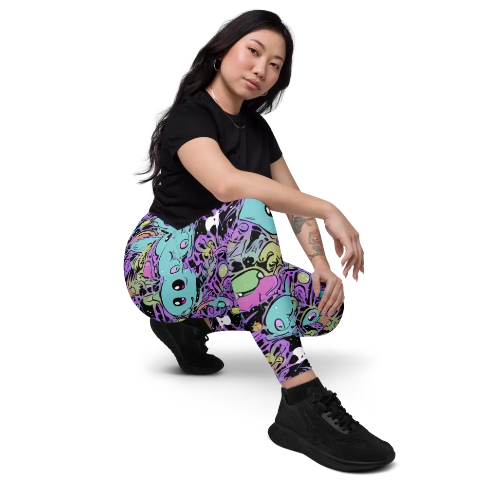 Neon Dreamlings on Leggings with Pockets — Right Front