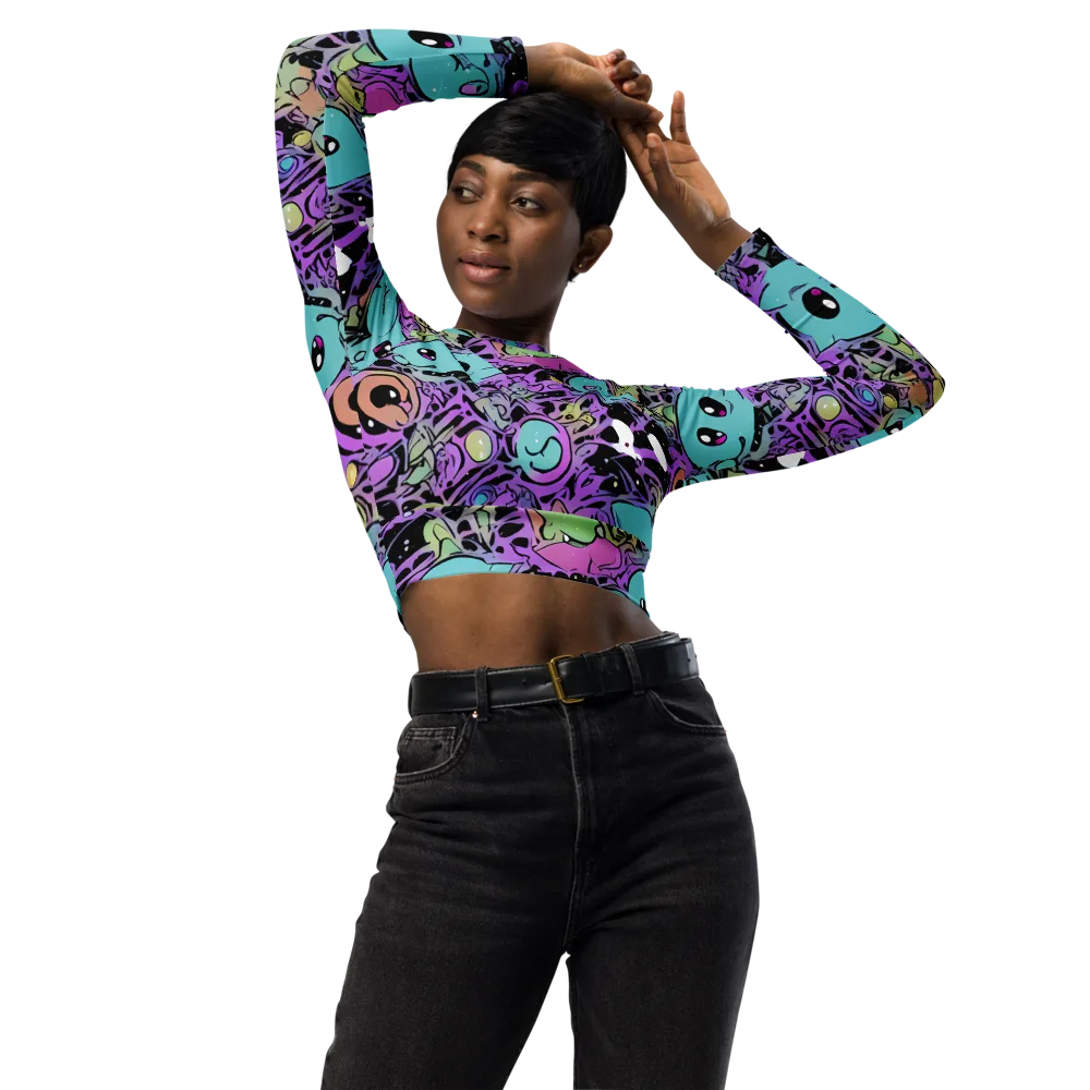 Neon Dreamlings on Long Sleeve Crop Top — Front
