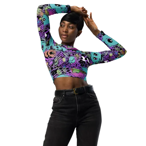 Neon Dreamlings on a Long Sleeve Crop Top