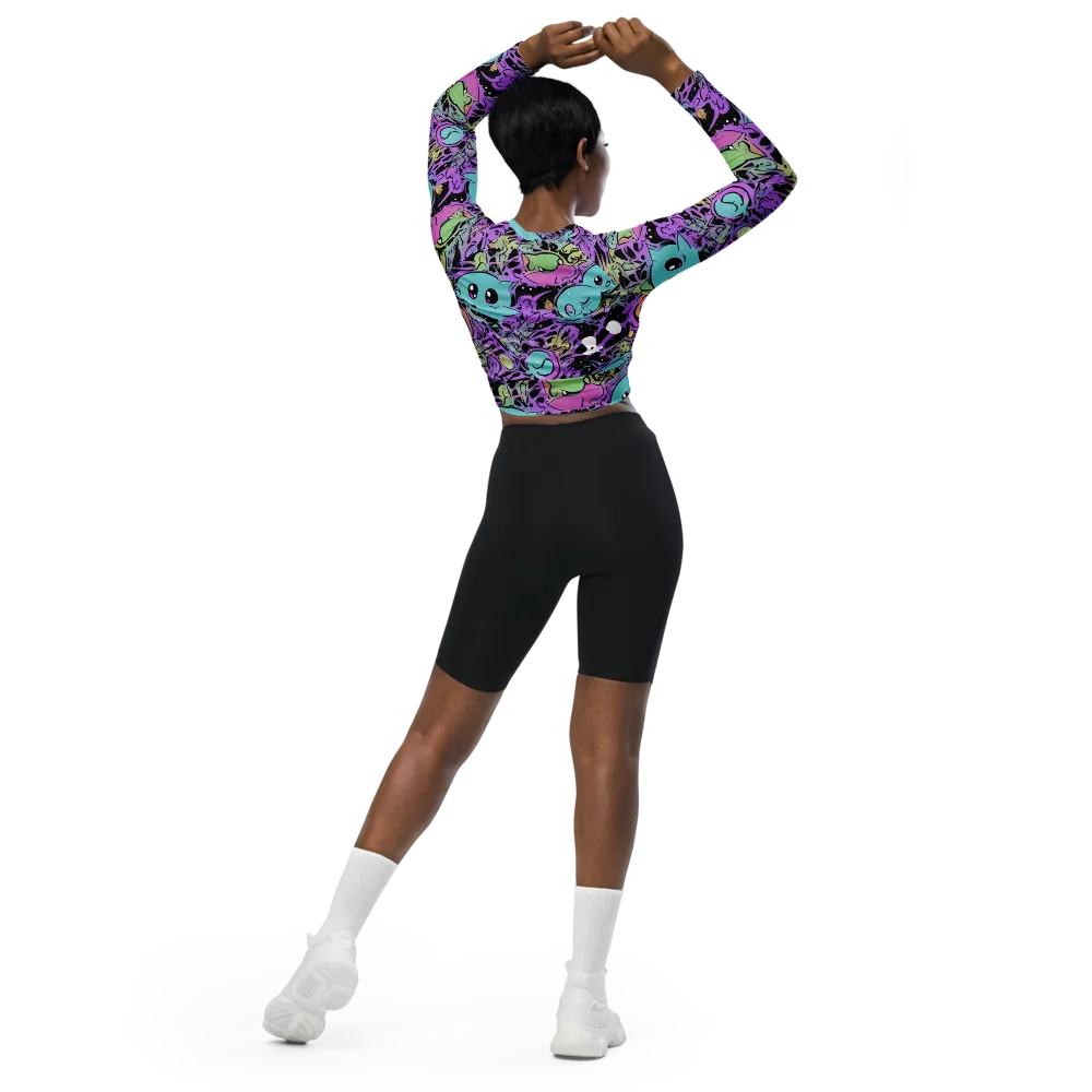 Neon Dreamlings on Long Sleeve Crop Top — Back