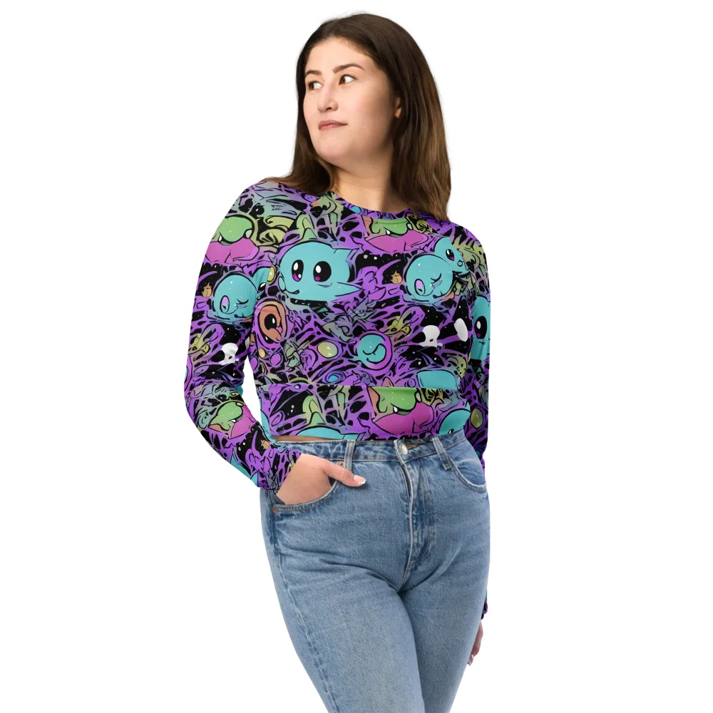 Neon Dreamlings on Long Sleeve Crop Top — Front