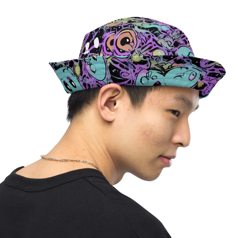 Neon Dreamlings on Reversible Bucket Hat — Right Outside
