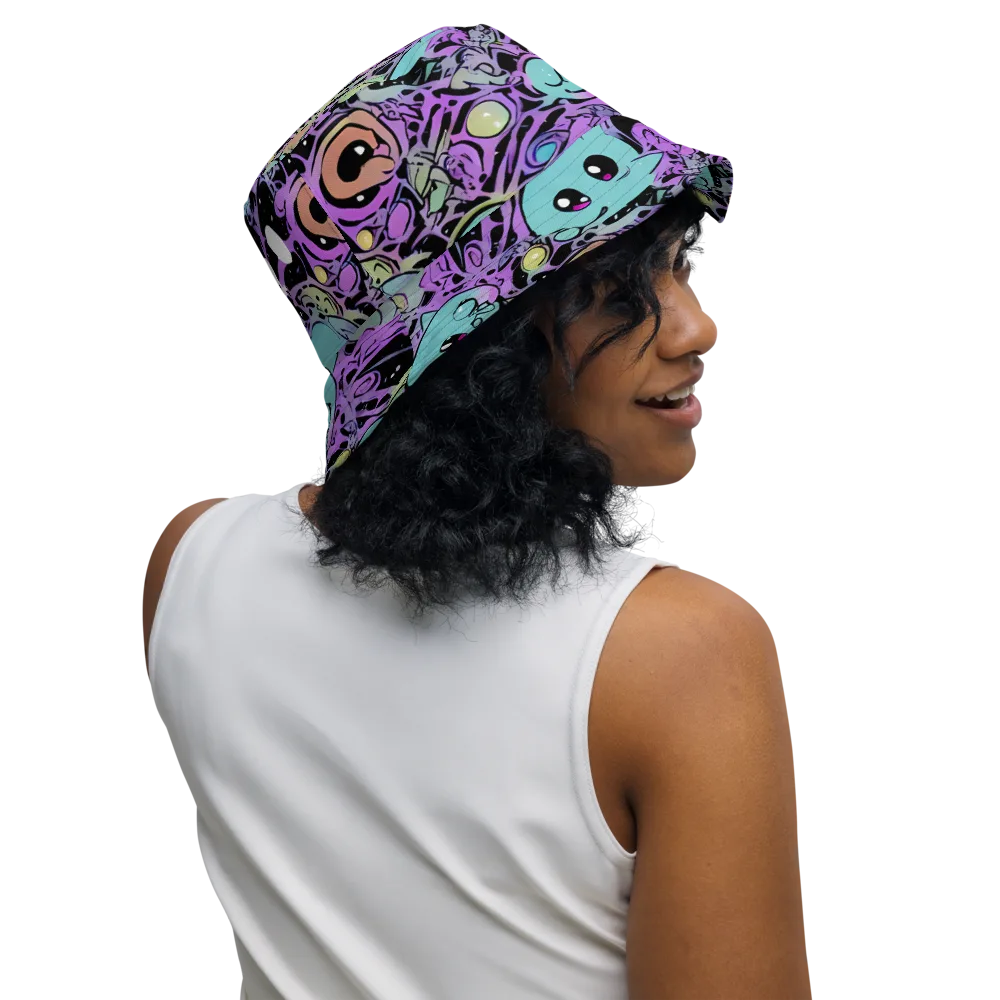 Neon Dreamlings on Reversible Bucket Hat — Right Outside