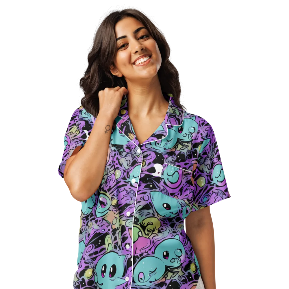 Neon Dreamlings on Women's Short Sleeve Pajama Top — Front