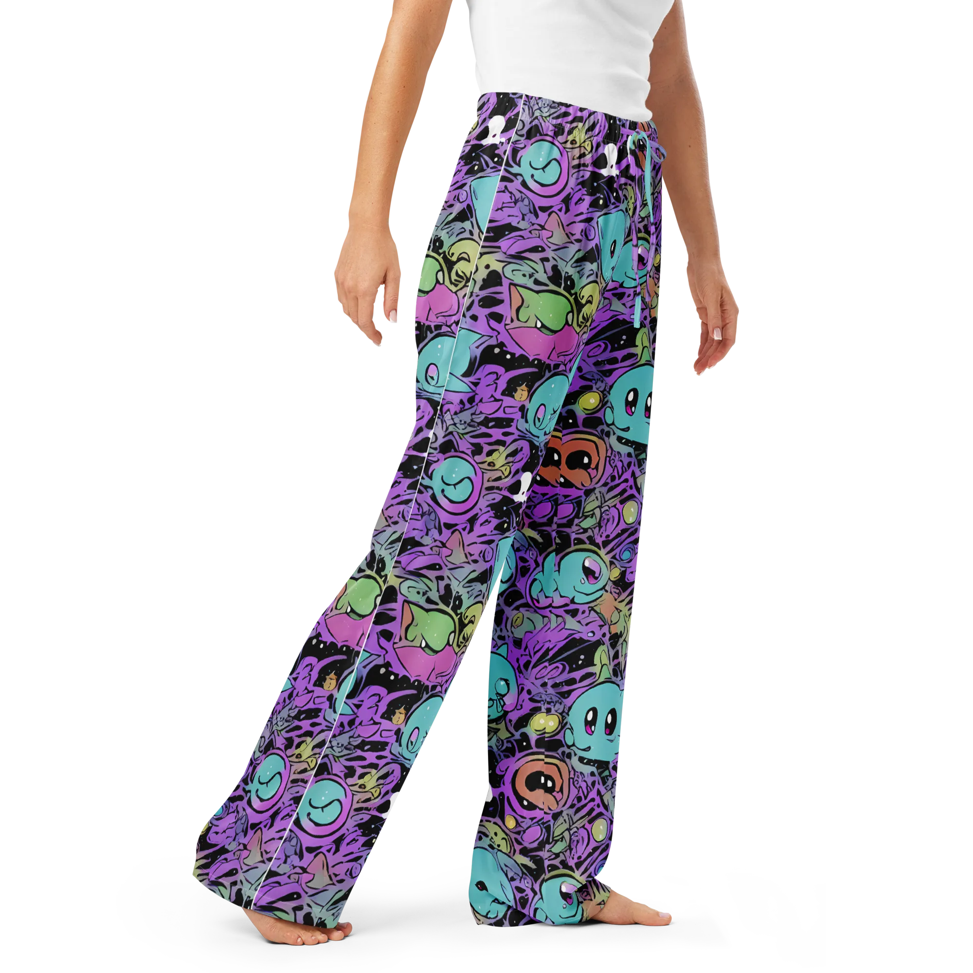 Neon Dreamlings on Women's Pajama Pants — Right Front