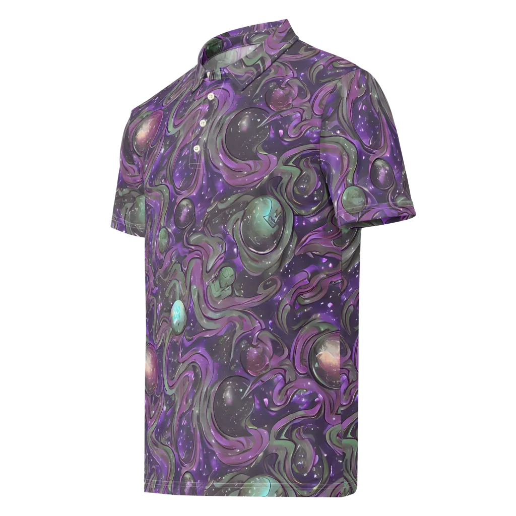 Amethyst Orbit on Men's Slim Fit Polo Shirt — Left Front