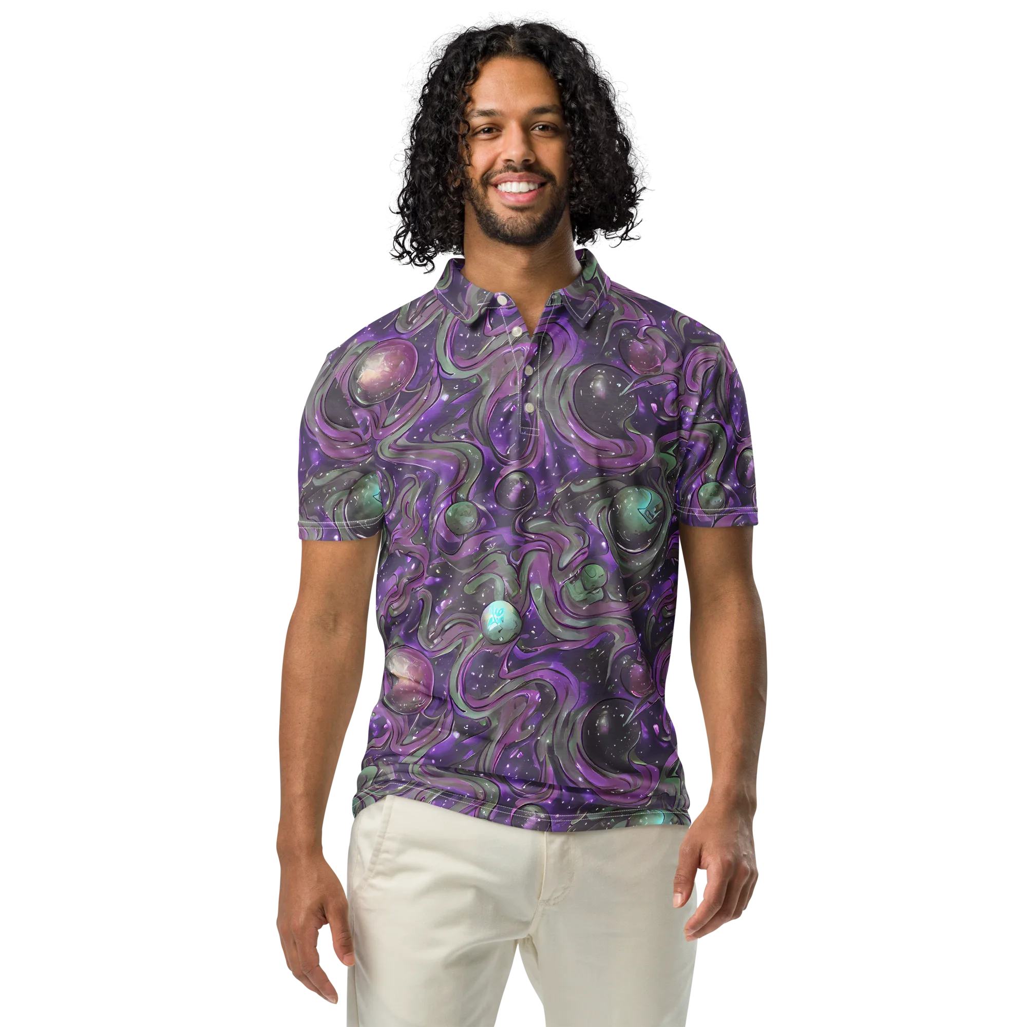 Amethyst Orbit on Men's Slim Fit Polo Shirt — Front