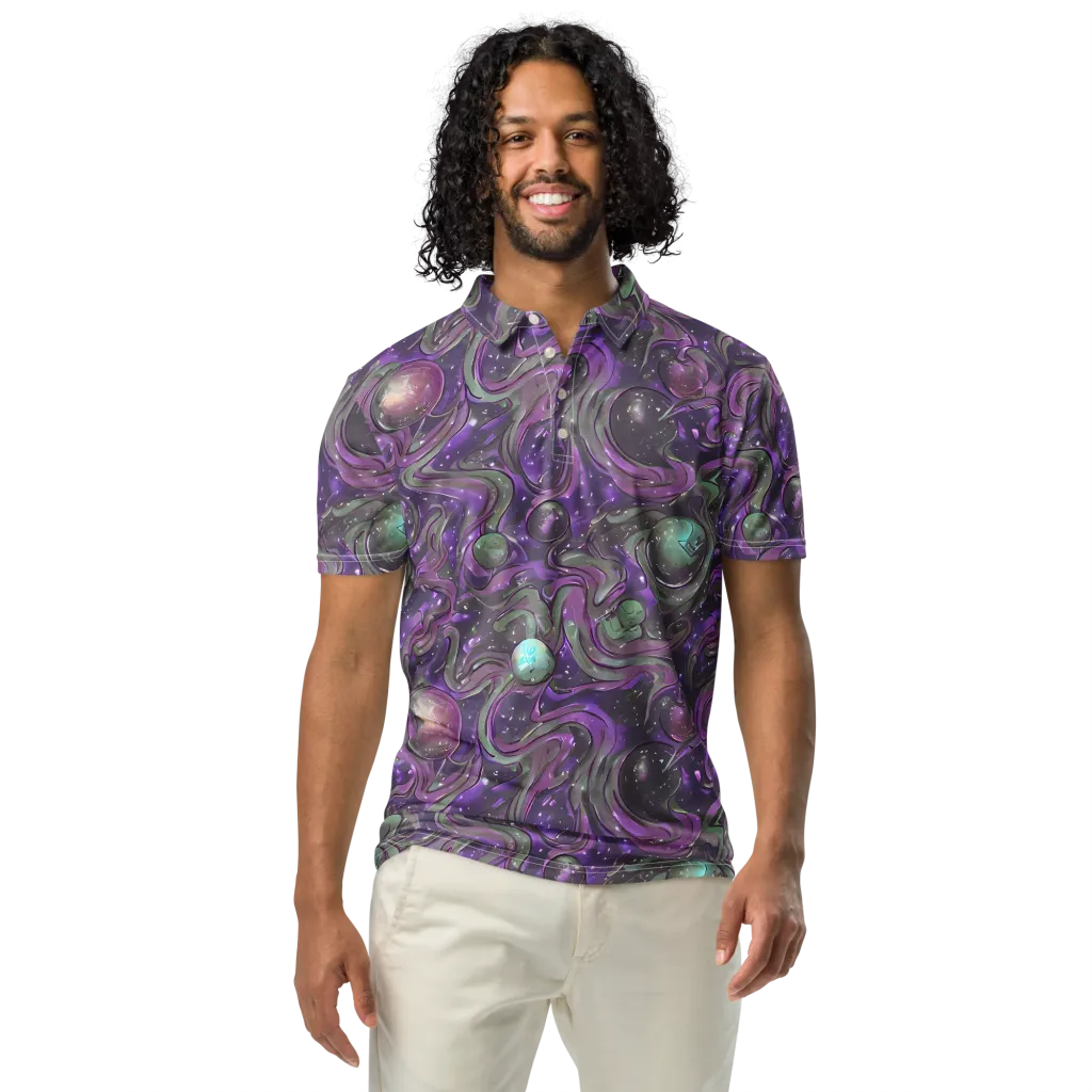 Amethyst Orbit on Men's Slim Fit Polo Shirt — Front