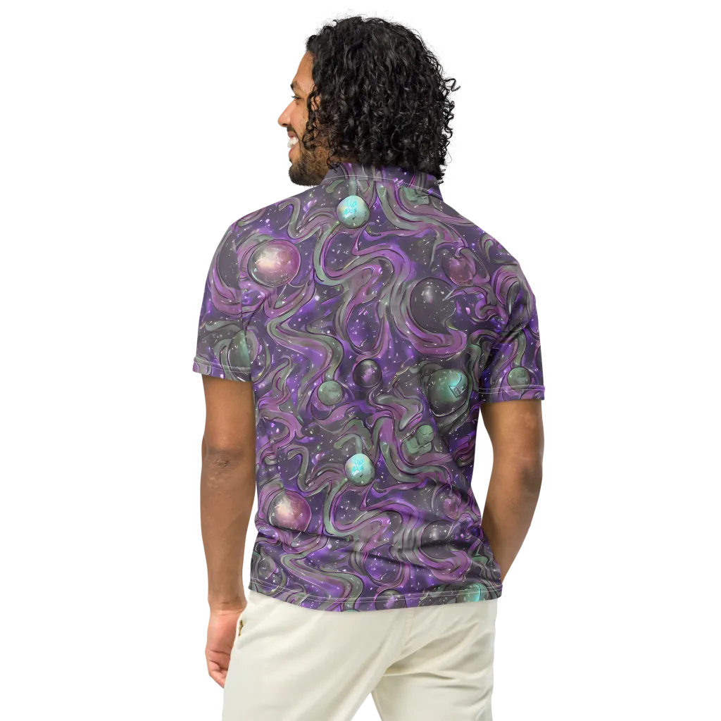 Amethyst Orbit on Men's Slim Fit Polo Shirt — Back