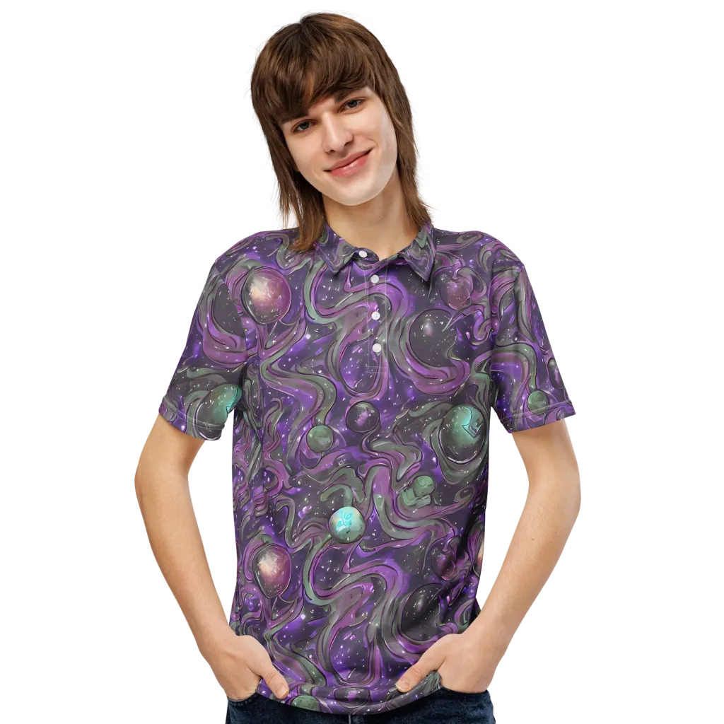 Amethyst Orbit on Men's Slim Fit Polo Shirt — Front