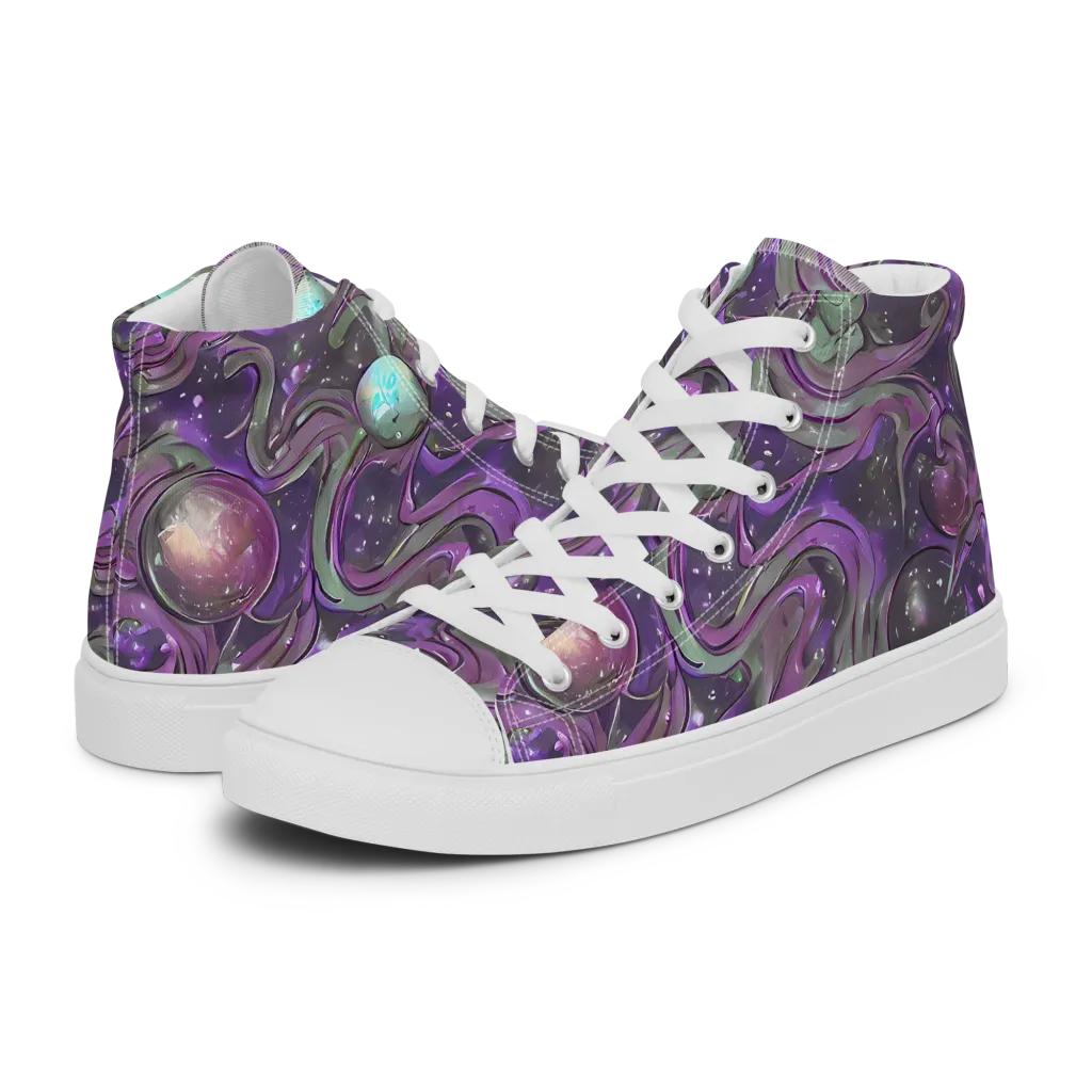 Amethyst Orbit on Men's High Top Canvas Shoes — Left