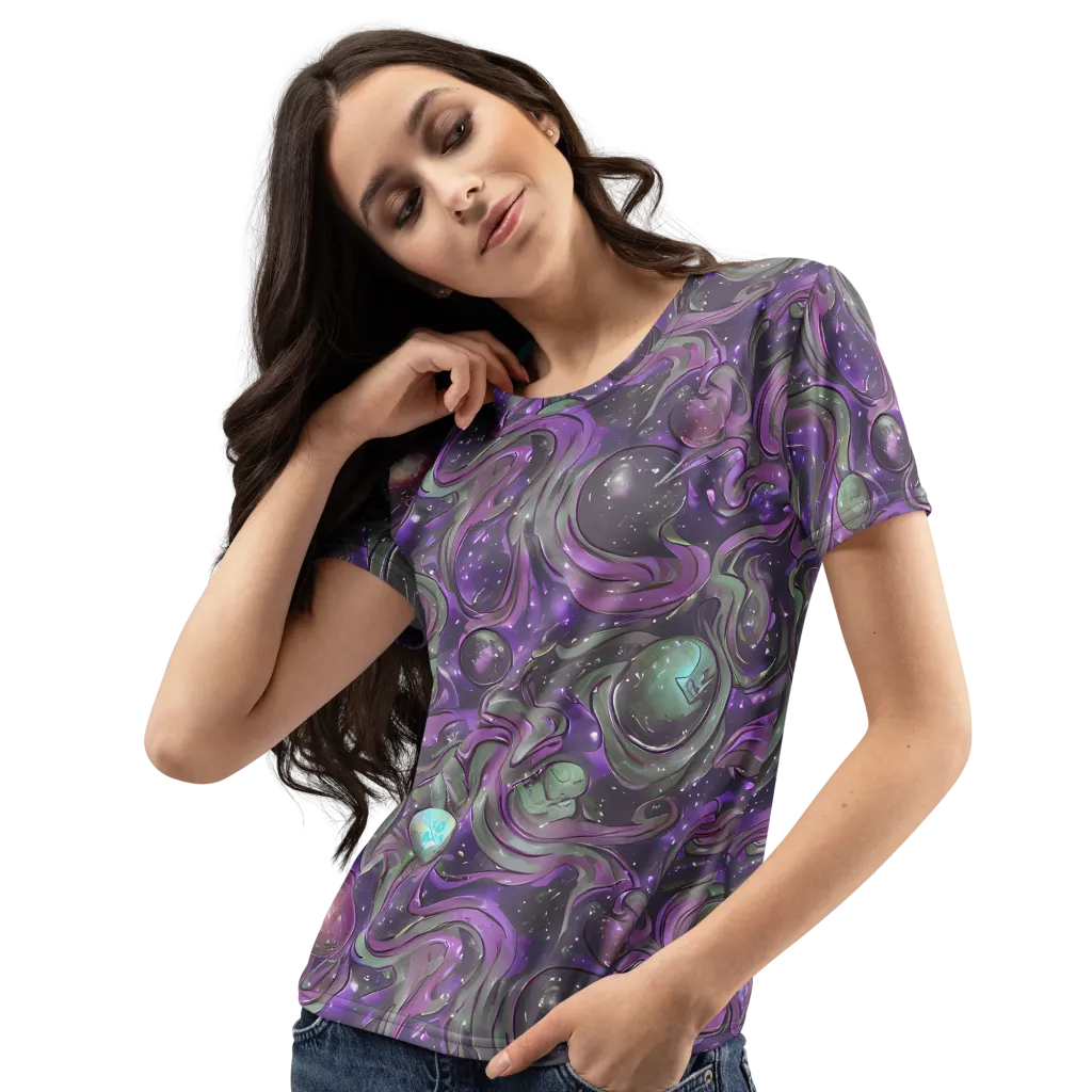 Amethyst Orbit on Women's Crew Neck T-Shirt — Left Front