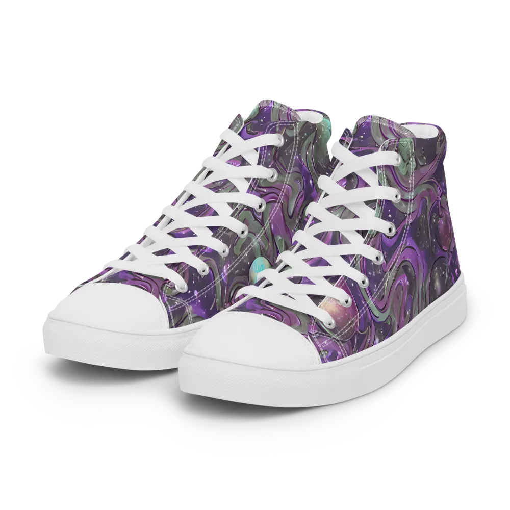 Amethyst Orbit on Women's High Top Canvas Shoes — Left Front