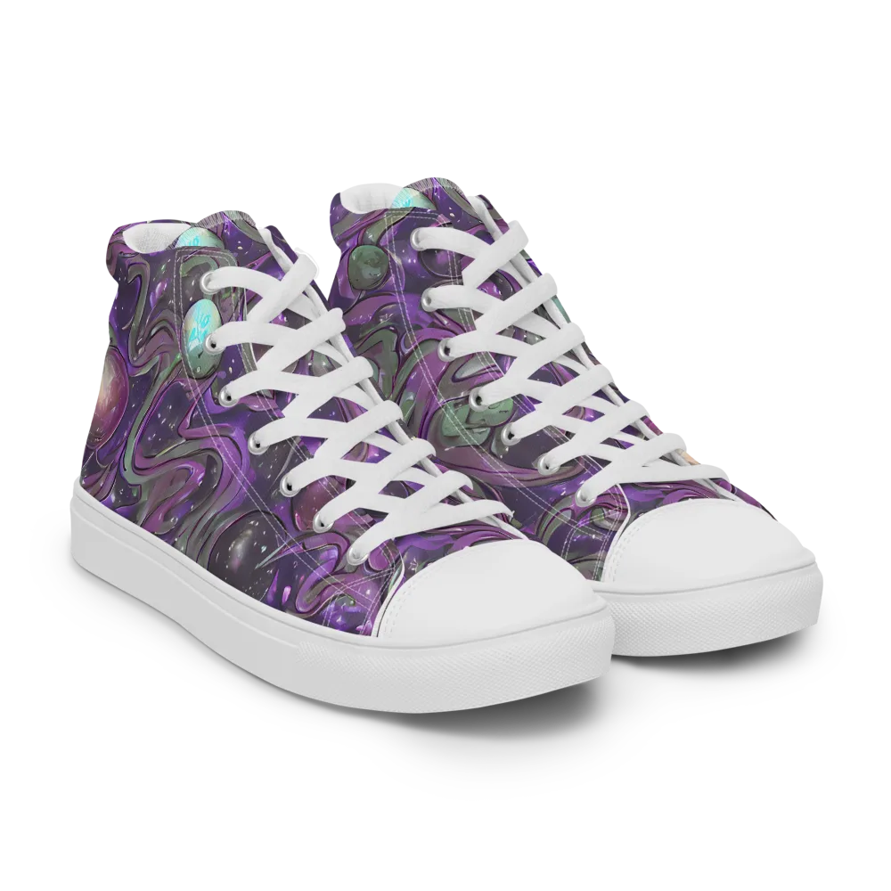 Amethyst Orbit on Women's High Top Canvas Shoes — Right Front