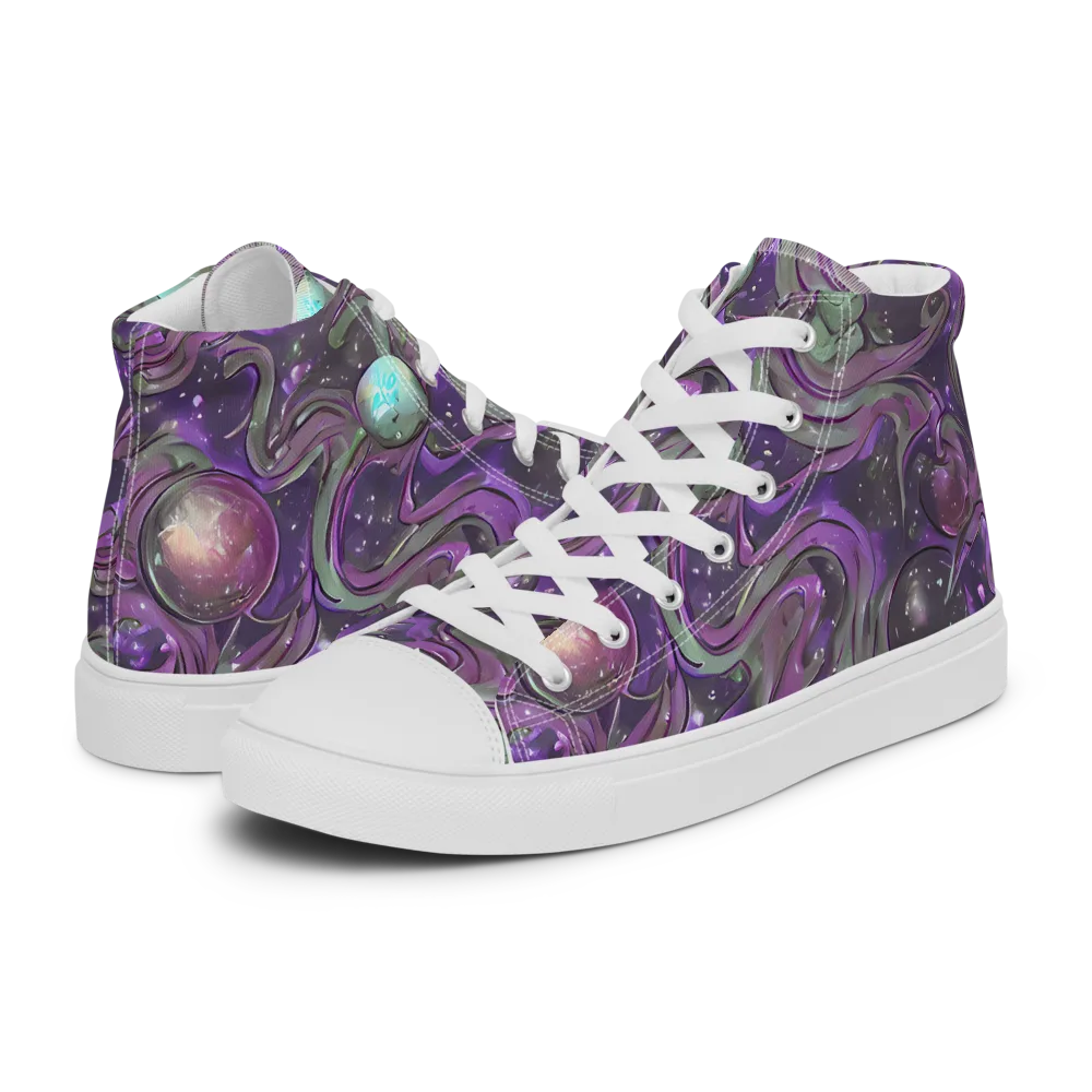 Amethyst Orbit on Women's High Top Canvas Shoes — Left