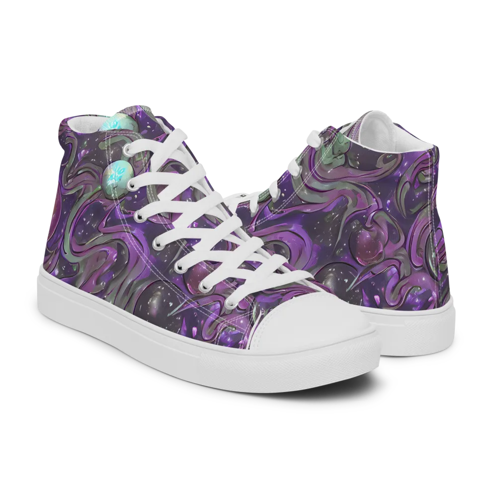 Amethyst Orbit on Women's High Top Canvas Shoes — Right