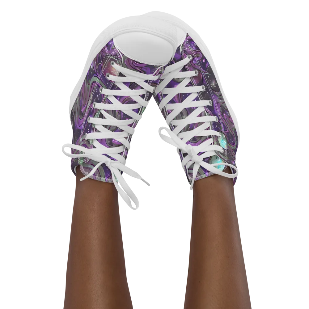 Amethyst Orbit on Women's High Top Canvas Shoes — Front