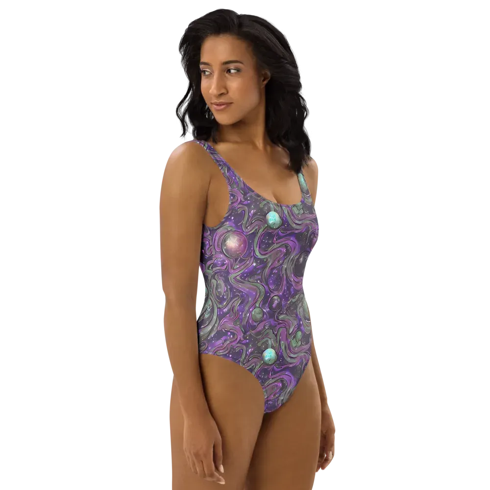 Amethyst Orbit on One-Piece Swimsuit — Right