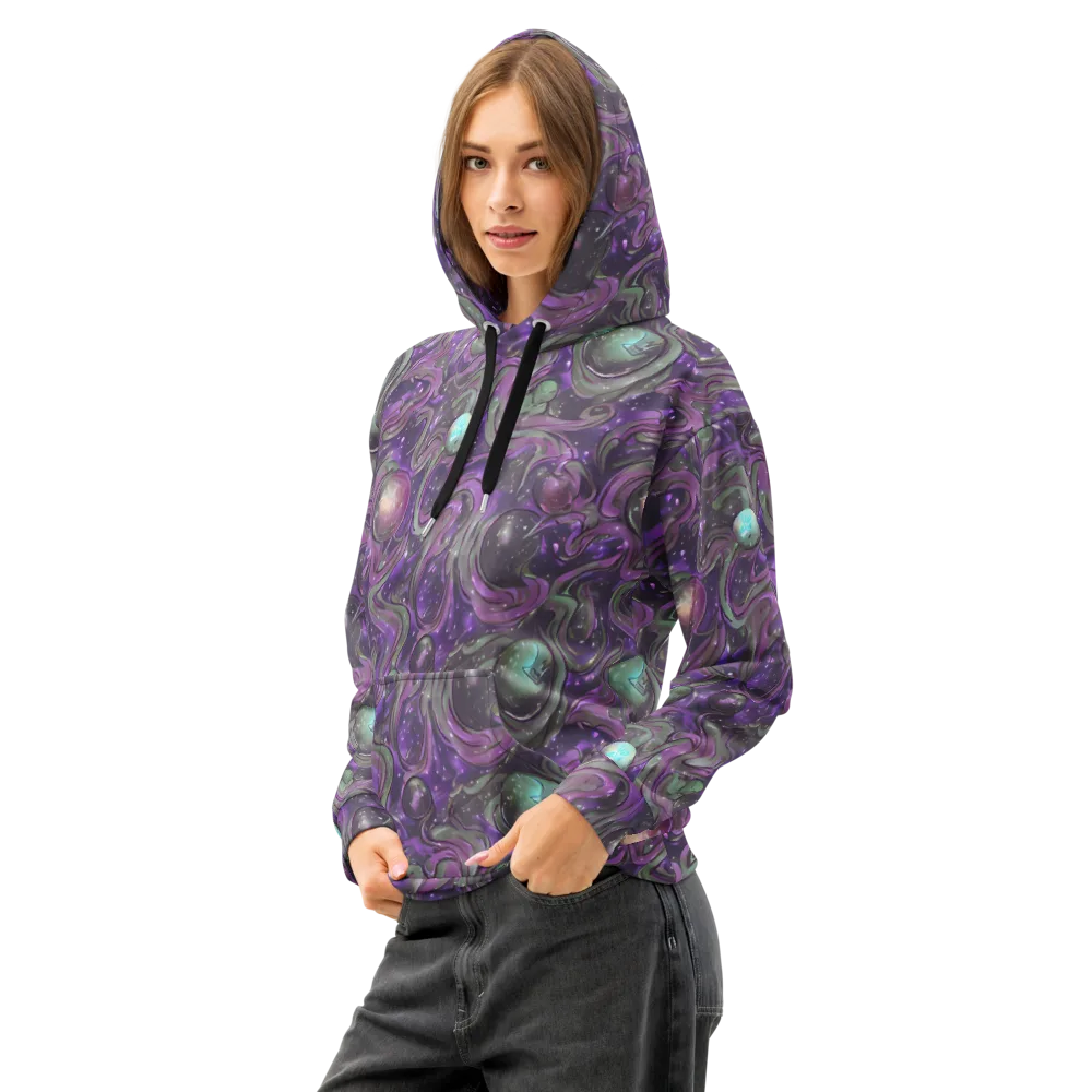 Amethyst Orbit on Cotton Hoodie — Left Front