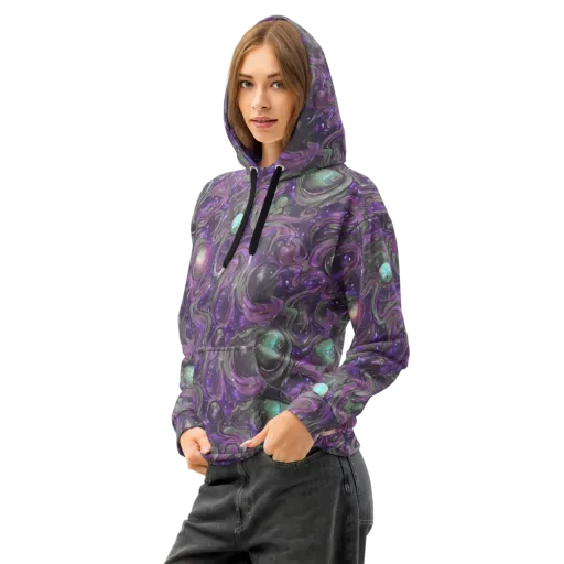 Amethyst Orbit on a Cotton Hoodie