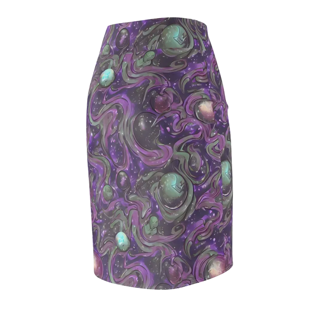 Amethyst Orbit on Pencil Skirt — Back Side