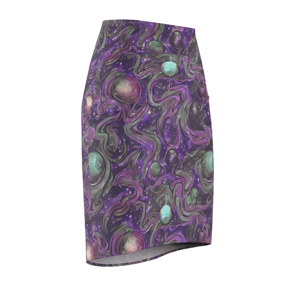 Amethyst Orbit on Pencil Skirt — Front Side