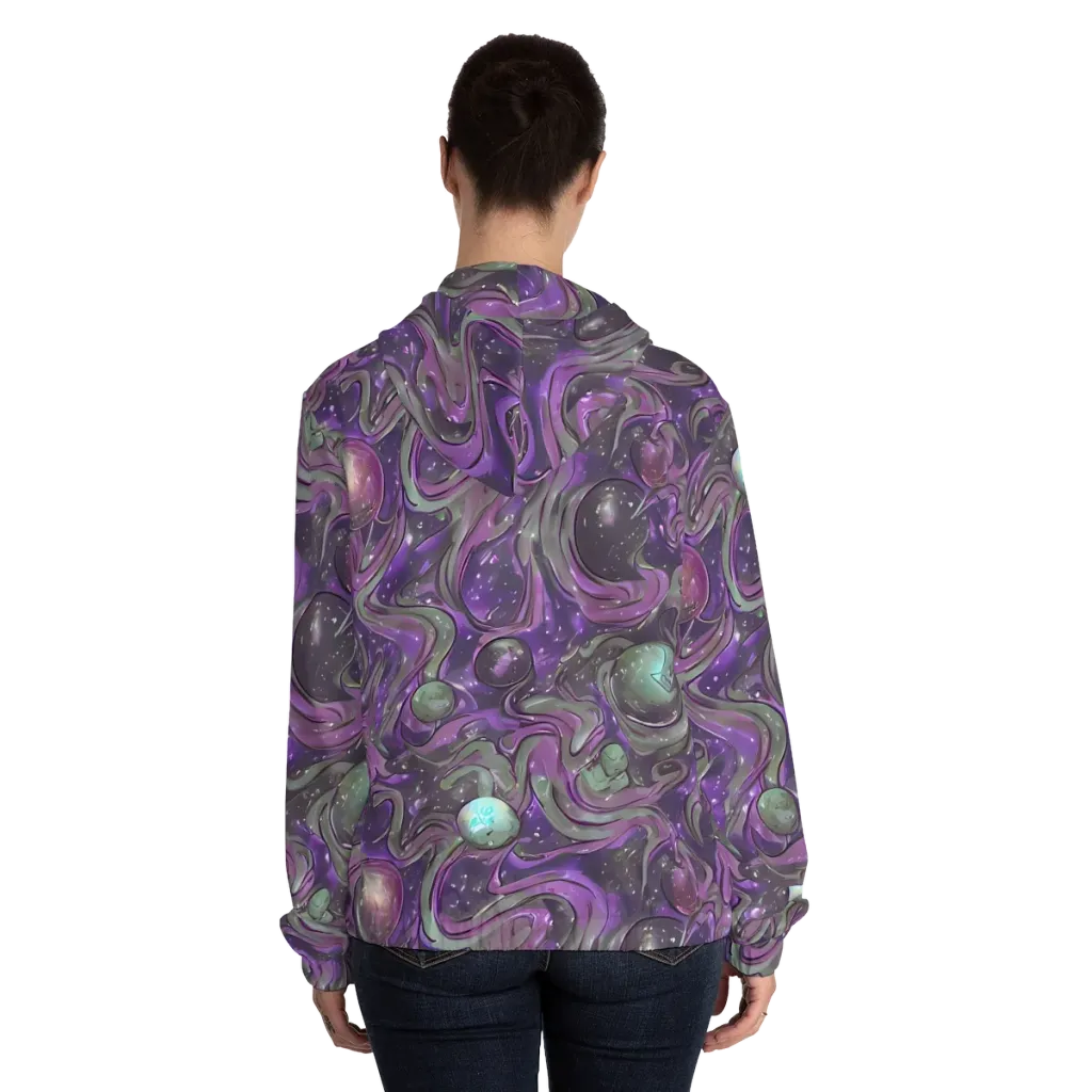 Amethyst Orbit on Women's Full-Zip Hoodie — Back On Person
