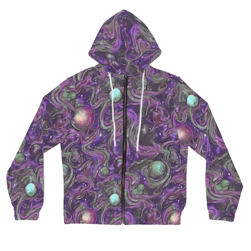 Amethyst Orbit on a Women's Full-Zip Hoodie