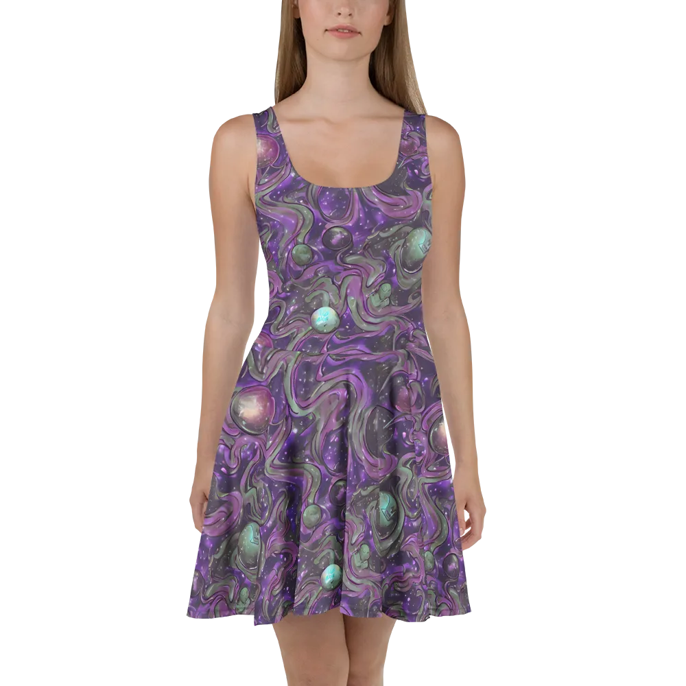 Amethyst Orbit on Skater Dress — Front