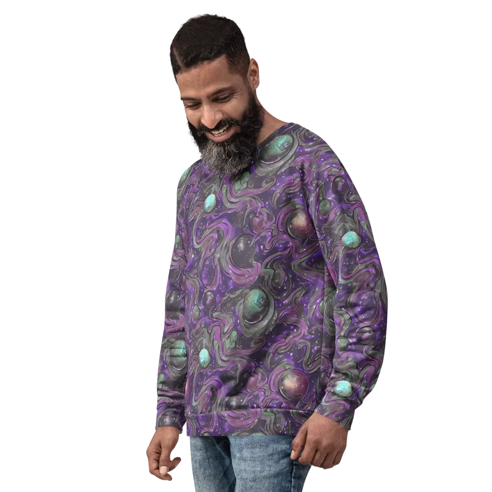 Amethyst Orbit on Sweatshirt — Left Front