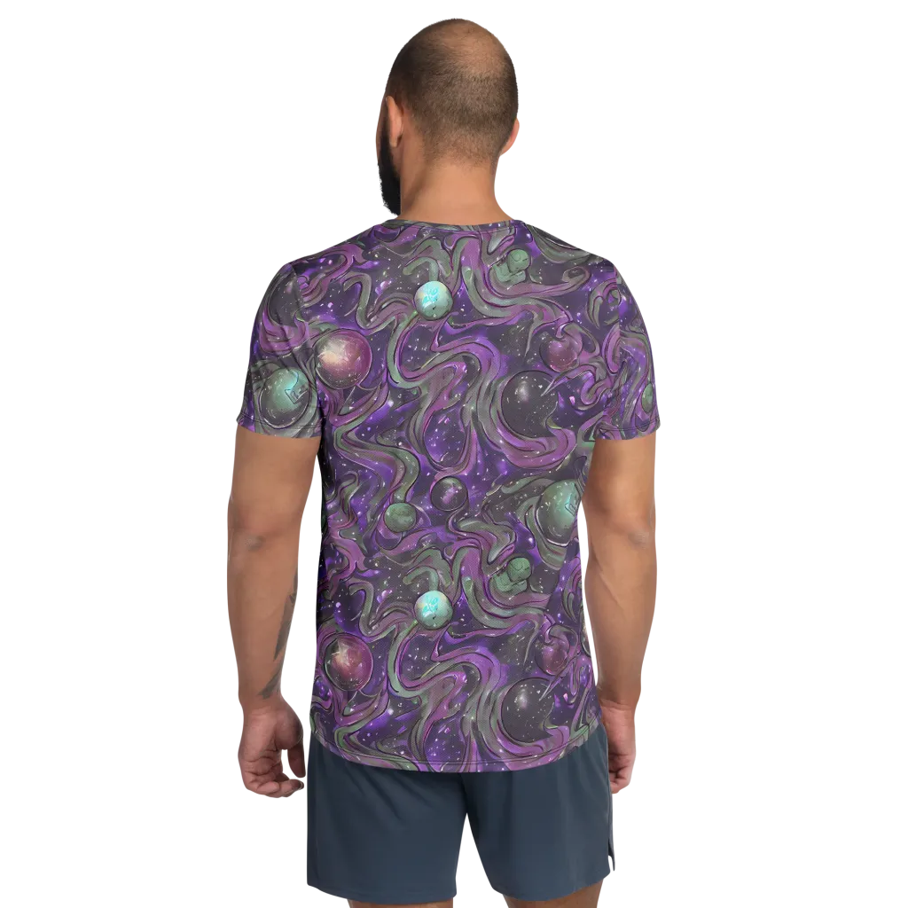 Amethyst Orbit on Men's Athletic T-Shirt — Back
