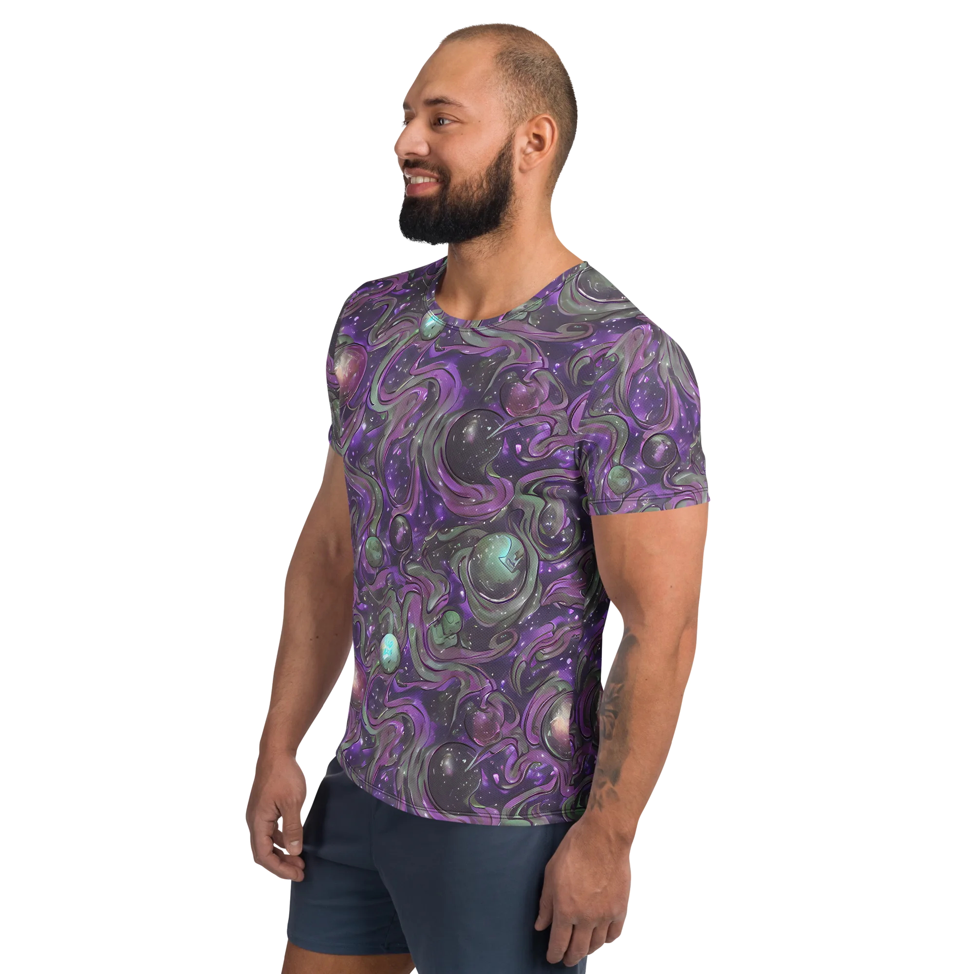 Amethyst Orbit on Men's Athletic T-Shirt — Left