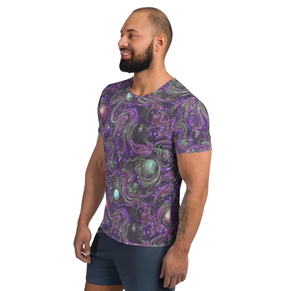 Amethyst Orbit on Men's Athletic T-Shirt — Left