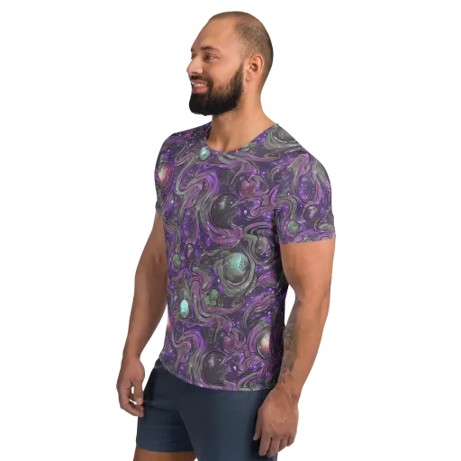 Amethyst Orbit on a Men's Athletic T-Shirt