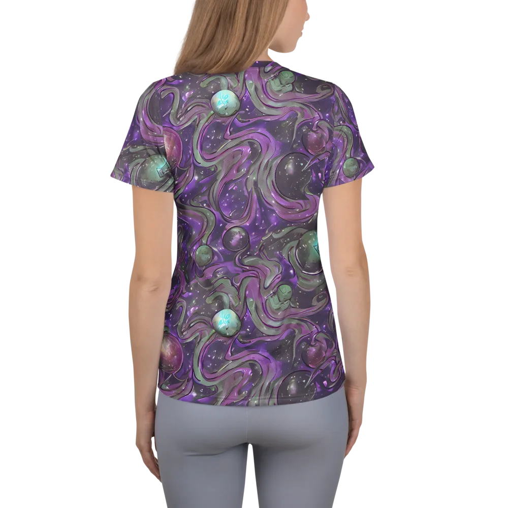 Amethyst Orbit on Women's Athletic T-Shirt — Back