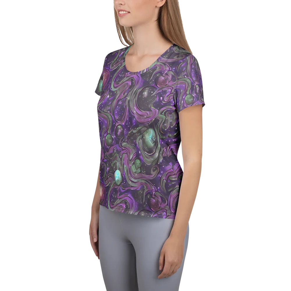 Amethyst Orbit on Women's Athletic T-Shirt — Left