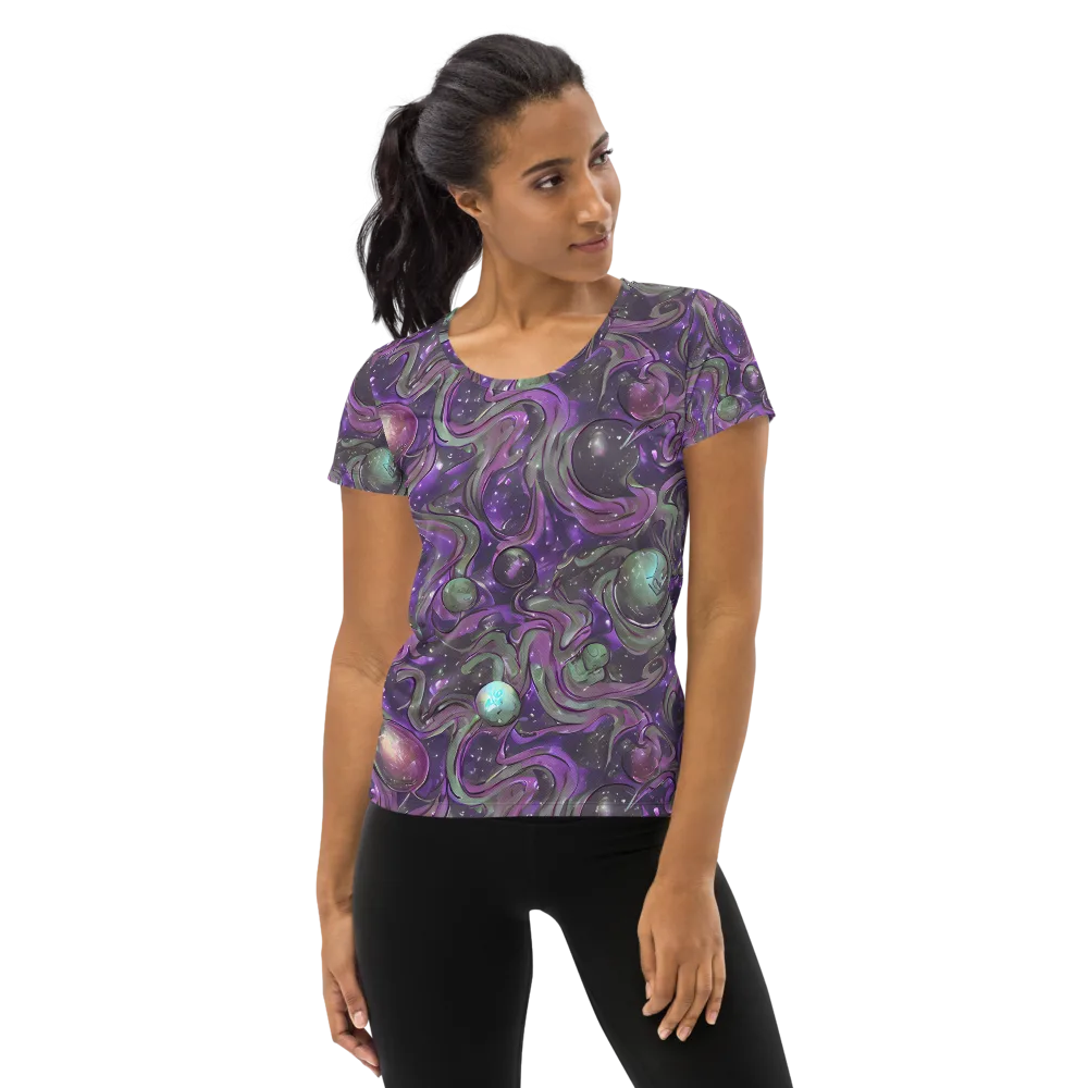 Amethyst Orbit on Women's Athletic T-Shirt — Front
